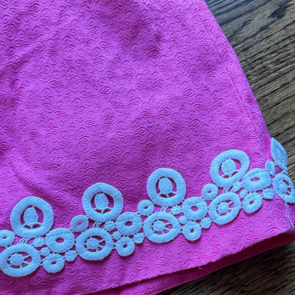 Pink Lily Pulitzer Strapless Dress with White Floral Trim - Picture 2 of 7